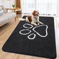 Smiry Dog Door Mat for Muddy Paws, Absorbent Dirt Trapper Non Slip Quick Dry Washable Chenille Mat for Mud Dogs, Entry Rug for Indoor and Outdoor (59x35 Inches, Black and White)