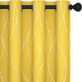 Deconovo Yellow Curtains, Modern Blackout Drapes, Thermal Insulated Soundoroof Pravicy Curtain with Wave Dots Foil, 52 x 84 Inch, Machine Washable Window Panels for Living Room Bedroom Nursery Office