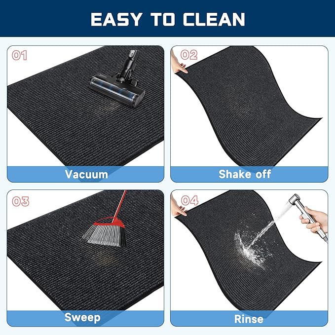 BesWin Front Door Mat, 3'x6' Indoor Outdoor Doormats, Heavy Duty Commercial Floor Mat Inside Outside Entrance, Non Slip Rubber Backing Welcome Mats for Entryway