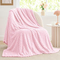 BEDELITE Fleece Blanket - 3D Jacquard Decorative Cherry Blossom Twin Blankets for Couch & Bed, Soft and Cozy Warm Plush Fluffy Blanket All Seasons Suitable, 60x80Inches