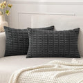MIULEE Pack of 2 Corduroy Decorative Lumbar Throw Pillow Covers 20x12 Inch Soft Boho Striped Pillow Covers Modern Farmhouse Home Decor for Sofa Living Room Couch Bed Dark Grey