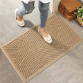 HIYARD Sturdy Front Door Mat, Absorbent Muddy Dirt Resist Welcome Door Mats Outdoor Indoor, Stain and Fade Resistant, Non-Slip Backing Entry Mat Low Profile Doormat for Entryway, 36×24, Beige