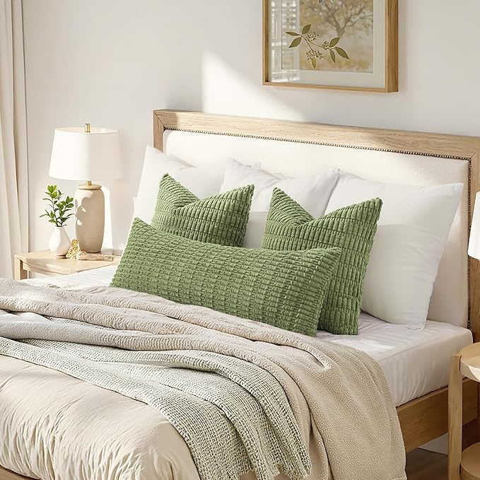 MIULEE Pack of 1 Spring Sage Green Long Body Lumbar Decorative Throw Pillow Cover 14x36 Inch for Bed Couch Sofa Living Room Soft Boho Pillow Cover Modern Farmhouse Home Decor