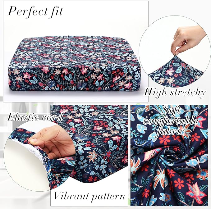 Newwiee 8Pcs Patio Cushion Covers Stretch Outdoor Cushion Cover Replacement for Patio Furniture Sofa Couch Slipcovers, Soft Flexibility Washable Furniture Protector(Paisley,Retro Color)