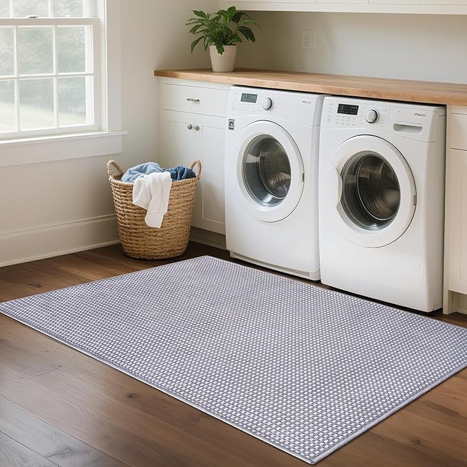 YDKGL 3x5 ft Area Rug Entryway Runner Rug Non Slip Washable, Boho Woven Kitchen Runner Rugs Door Mat Entry Rugs Carpet for Indoor Foyer Backdoor Hallway Floor Bedroom Living Room, Easy Clean, Gray