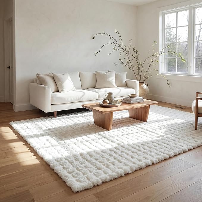 nuLOOM Jeni Off-White, 2' x 3', Solid Faux Rabbit, Fluffy and Cozy, High Traffic, Stain Resistant, Easy Clean, Durable Washable Area Rug for Bedroom, Living Room, Dining, Den, Foyer, Entryway