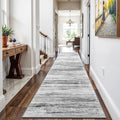 3x9 Washable Runner Rug for Family: Easy-to-Clean Runners for Hallway Entryway Kitchen Bedroom - Stain and Water Resistant Rugs with Non-Slip Backing - Soft Low-Pile Carpet Grey