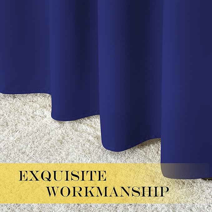 NICETOWN Navy Blue Room Darkening Curtains 108 inch Length - Grommet Thermal Blackout Window Treatments Sound Proof Room Divider Drapes for Bedroom/Living Room (2 Panels, W80 x L108)