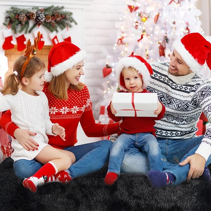 yulidayang Black Fluffy Round Area Rugs for Bedroom,3'X3'Shag Circle Area Rugs for Living Room,Non Slip Fuzzy Plush Rug for Kids Room Boys Girls Room and Dorm Home Decor Rug