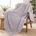Exclusivo Mezcla Fleece Throw Blanket for Couch, Extra Large Fuzzy Light Grey Bed Blankets, Soft Cozy Plush Sofa Throws for All Seasons, 50x70 Inches