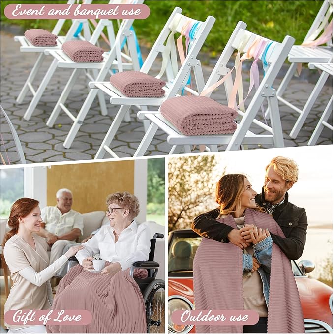 Buryeah 6 Pcs Flannel Throw Blanket Bulk 50 x 60 in Sleepover Blanket Outdoor Wedding Throw Lightweight, Oeko-tex Standard 100 Certified for Sofa Homeless Gifts (Rosewood Pink)