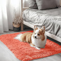OLANLY 2x3 Machine Washable Small Bedside Rug, Soft Fluffy Shaggy Entryway Throw Rugs for Bedroom, Living Room, Indoor Floor Carpet for Kids Girls and Boys, Home Decor Aesthetic, Coral Red
