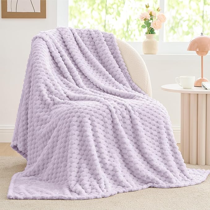 BEDELITE Fleece Blanket - 3D Jacquard Decorative Lavender Fog Throw Blankets for Couch & Bed, Soft and Cozy Warm Plush Fluffy Blanket All Seasons Suitable, 50x60Inches