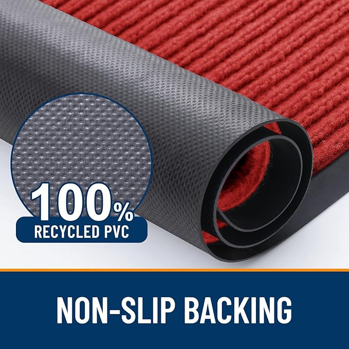 OLANLY Front Door Mat Indoor Outdoor Entrance, 2-Pack 35 x 23 Inch, Waterproof Heavy Duty Doormat, Fade Resistant, Low Profile, Easy Clean Patio Porch Welcome Floor Mats for Entry, Red