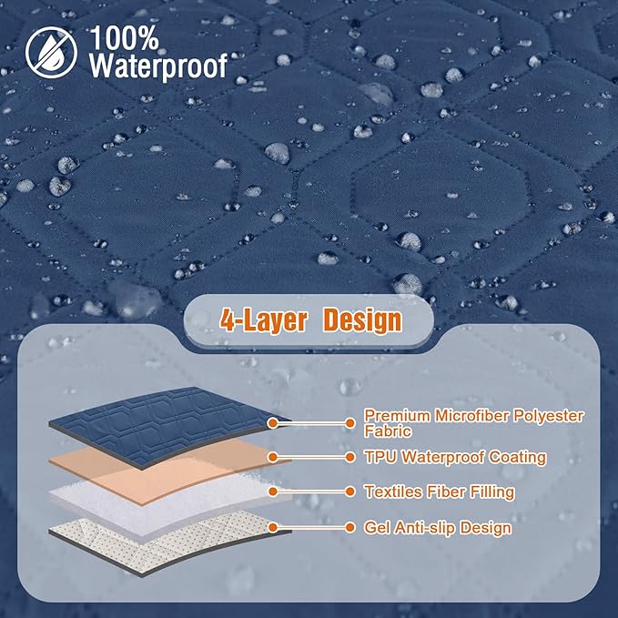 VANSOFY Waterproof Recliner Couch Covers, Sofa Covers 1-Piece Washable Reclining Sofa Cover Non-Slip Furniture Protector with Elastic Straps Pocket for Dogs, Pets(Ocean Blue,3 Seater)