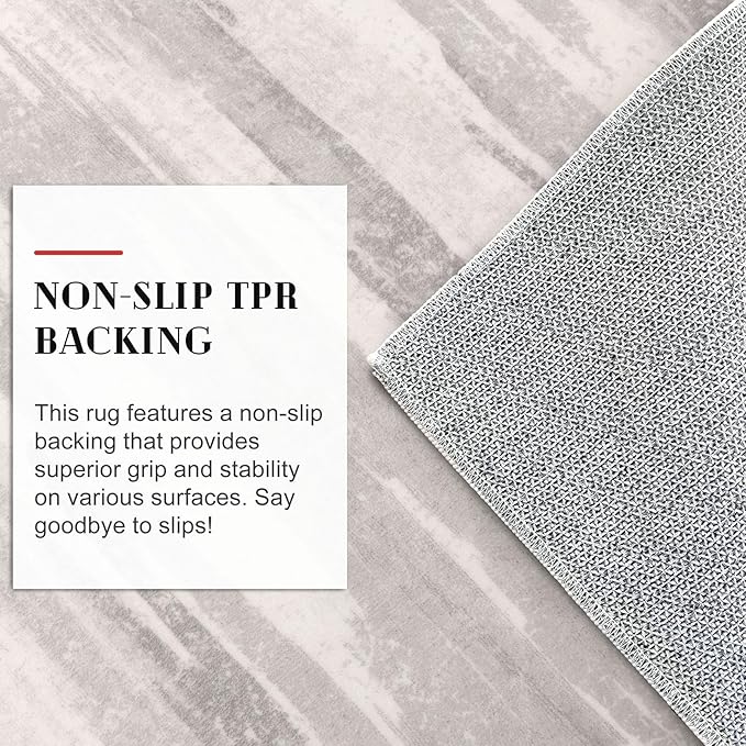 Lansny Modern Abstract Runner Rug 2x6, Neutral Light Beige and Grey Washable Kitchen Runner Non-Slip Soft Hallway Rug Runner Thin Print Faux Wool Carpet for Entryway Bedroom Laundry Room Indoor