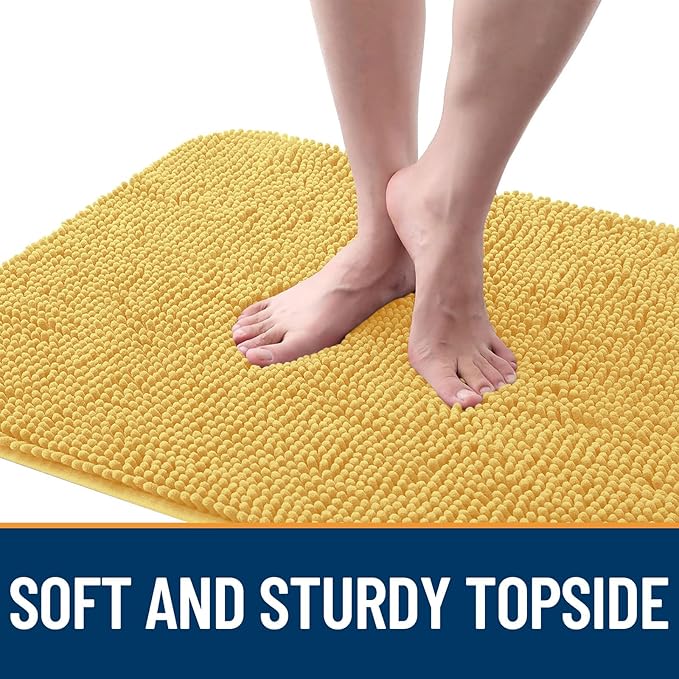 OLANLY Dog Door Mat for Muddy Paws 47x17, Absorbs Moisture and Dirt, Absorbent Non-Slip Washable Doormat, Quick Dry Chenille Mud Mat for Dogs, Entry Indoor Entryway Carpet for Inside Floor, Yellow