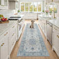 Area Rugs 3'x9' Runner Rug Non Slip Washable for Kitchen Hallway Bedroom Beside Laundry Room Bathroom Rug, Floor Carpet, Light Blue Navy Beige Gray White