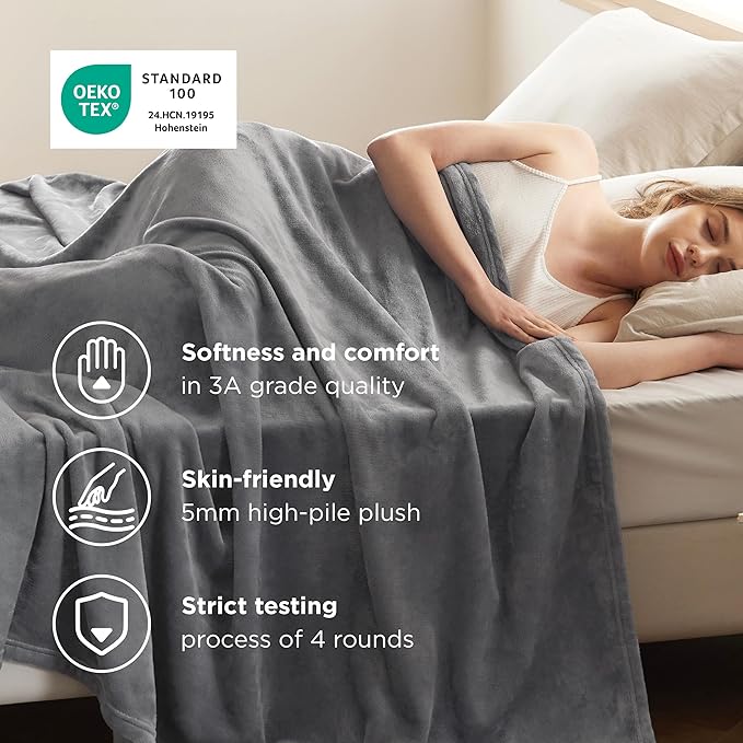 Bedsure GentleSoft Fleece Bed Blankets Large Size Grey - Soft Lightweight Fuzzy Cozy Luxury Oversized King Blanket Microfiber, Room Home Decor Gifts for Women and Men, 120x120 inches