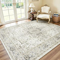 Lofus 5x7 Area Rugs for Living Room, Washable Area Rug, Rugs for Bedroom, Kitchen, Vintage Boho Carpet, Soft Non-Slip, Low Pile Large Area Rug for Office Dining Room, Beige and Brown