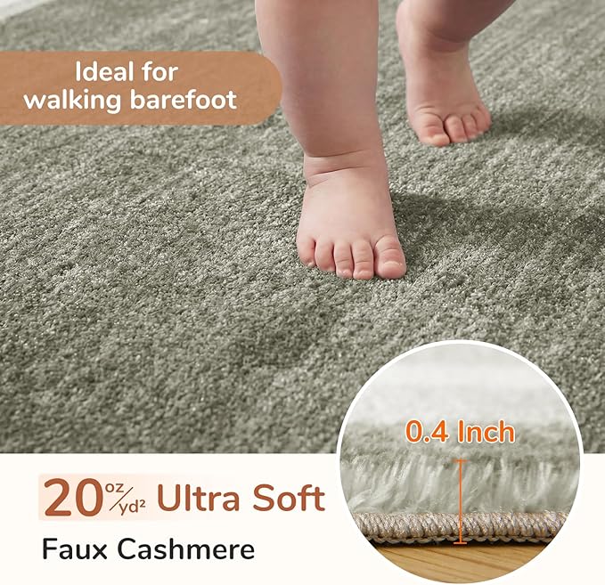 OPPODREAM Border Soft Area Rugs 6x9, Washable Brown Rug with Non Slip Backing, 6 x 9 Faux Cashmere Low-Pile 6x9 Carpet