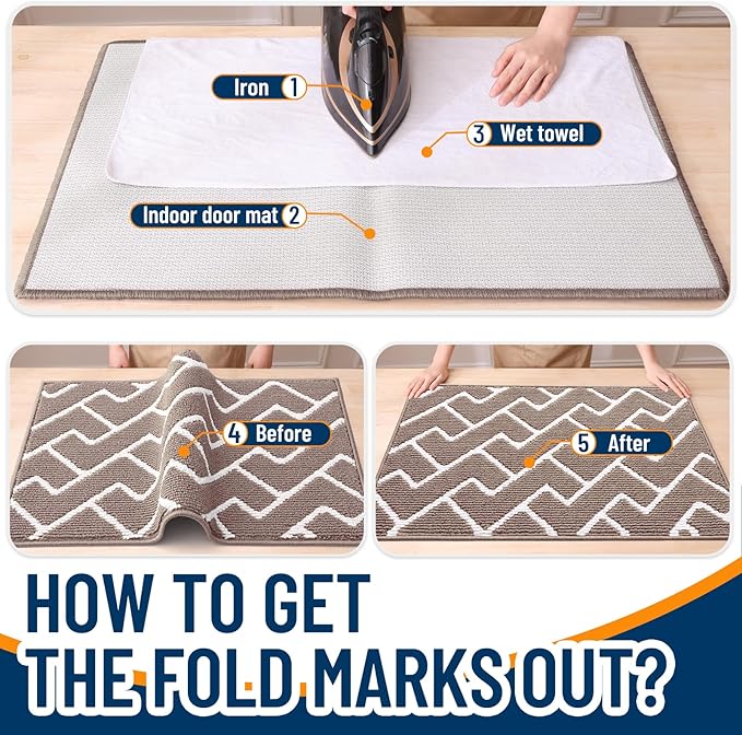 OLANLY Front Door Mat, Non-Slip Rubber Backing, Dirt Resistant and Absorbent, Washable, Easy to Clean Low-Profile Indoor Doormat for Back Door, Entryway, Inside Entrance, 32x20, Brown