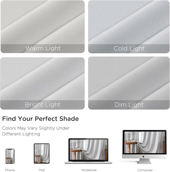 CUCRAF Grayish White Blackout Curtains 84 inch Length 2 Panels Set, Rod Pocket Room Darkening Drapes for Bedroom Living Room, Insulated Thermal Light Blocking Window Curtain (W52 x L84 Inch)