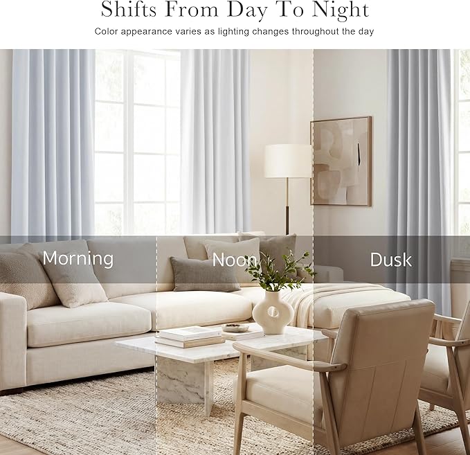 PONY DANCE 60% Light Blocking Curtains 63 inch Long, Room Darkening Curtains for Bedroom, Thermal Insulated Drapes for Living Room Window with Back Tab, 42 x 63 Inch,2 Panels Set, Greyish White