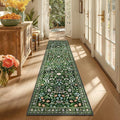 Yamaziot Washable Runner Rug 2x8 – Boho Non Slip Floral Hallway Runner Rug with Rubber Backing, Low Pile Distressed Carpet for Kitchen, Laundry, Bedroom, Entrance, Colorful Green