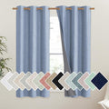NICETOWN Stone Blue Vintage Linen 100% Blackout Curtains for Dining Room, Thermal Insulated Curtains 54" Long, Noise Reducing Window Treatment Drapes for Kitchen, 42" Wide Per Panel, Set of 2