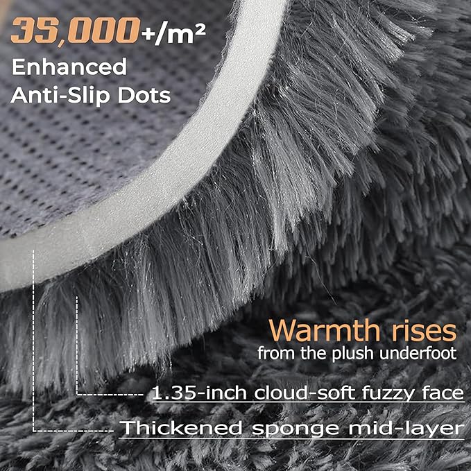 5x7 Area Rug for Living Room: Fluffy Shag Soft Washable Rugs Fuzzy Plush Indoor Carpet for Bedroom Nursery Playroom Dorm Kids Girls Boys Room (Dark Grey, 5'x7')