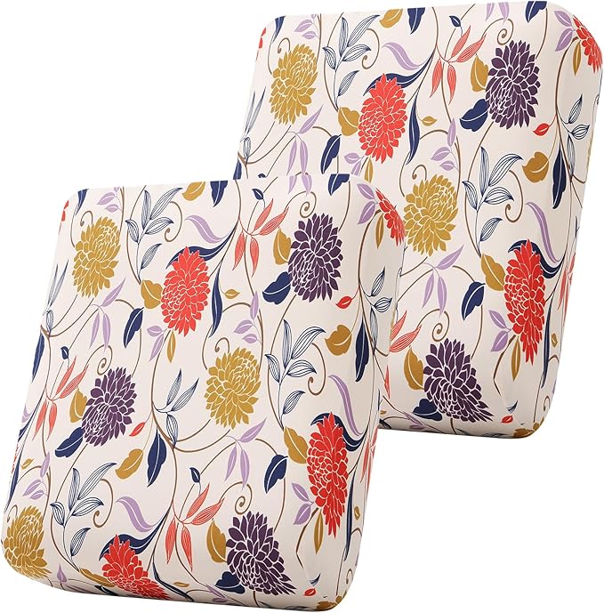 Smiry Printed Couch Cushion Covers, Stretch Soft Couch Covers for Sofa, Washable Non-Slip Sofa Slipcover Furniture Protector for Indoor and Outdoor (2 Pack, Orange)