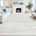 9x12 Area Rugs Washable Rug: Anti-Skid Abstract Modern Living Room Rug Soft Thin Carpets Indoor Floor Non-Shedding Carpet for Bedroom Dining Farmhouse Nursery Home Office (White Gray, 9'x12')