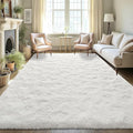 LOCHAS Ultra Soft Indoor Modern Area Rugs Fluffy Living Room Carpets for Children Bedroom Home Decor Nursery Rug 5.3x7.5 Feet, Cream