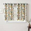 Topfinel Beige Kitchen Tier Curtains 36 Inches Long Botanical Floral Hummingbird Grommet Room Darkening Half Window Drapes for Rv Cafe Basement Bathroom Dinning Room 2 Panels