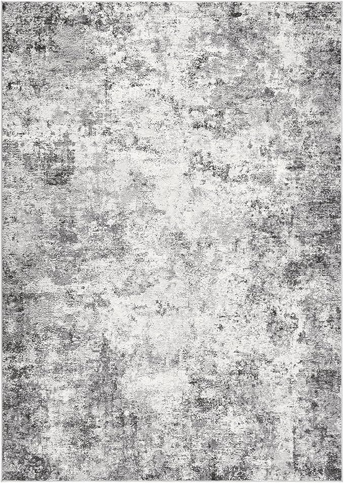UERMEI 7x9 Area Rug Living Room Rugs - Washable Neutral Modern Abstract Soft Thin Large Rug Indoor Floor No Slip Rug Carpet for Bedroom Under Dining Table Home Office Decor - Grey
