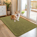 OLANLY Dog Door Mat for Muddy Paws 45x27, Absorbs Moisture and Dirt, Absorbent Non-Slip Washable Doormat, Quick Dry Chenille Mud Mat, Entry Indoor Entryway Carpet for Inside Floor, Willow Green