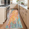 Washable Area Rugs 2'x6' Non-Slip Modern Abstract Soft for Living Room Entryway Bedroom Nursery, Print Pattern, Orange Blue Pink Yellow Colorful