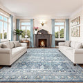 Lofus 10x14 Area Rug for Living Room,Blue Washable Area Rugs with Non-Slip Backing,Soft Boho Carpets for Bedroom Dining Room Home Office Indoor Nursery