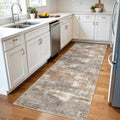 3x7 Washable Kitchen Runner Rug: Modern Abstract Runners for Hallway Soft Non Slip Rugs with Rubber Backing Low Pile Thin Floor Carpet for Entryway Bedroom Bathroom Bedside Indoor(Brown/Brick,3x7)