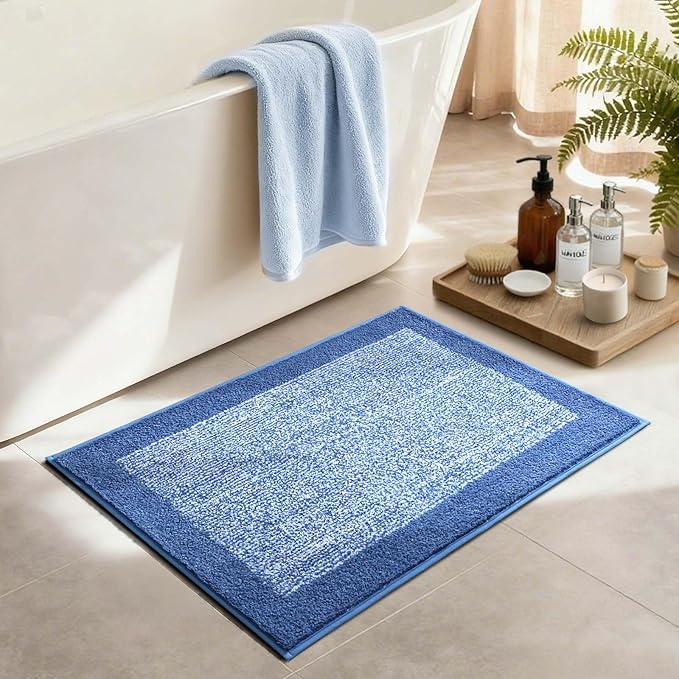 36x24 Large Bathroom Rugs Washable Non Slip, Blue Bath Mat for Bathroom Floor Tub, Soft Absorbent Quick Dry Mats for Shower, Bathtub,Home Decor
