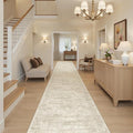 Runner Rug 2'6" x 16' Washable Non-Slip 2.5x16 ft Long Runner Rugs for Kitchen Bathroom Laundry Room Vintage Ultra Thin Runners for Hallway Entryway Beige