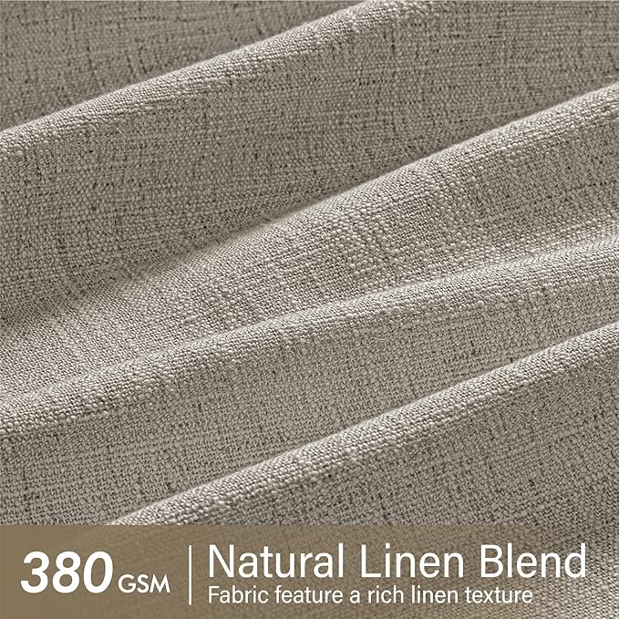 MIULEE Pinch Pleated Thick Linen Curtains 90 Inches Long 2 Panels for Living Room Bedroom, Linen Textured Memory Trained Pleat Drapes Back Tab Light Filtering Taupe Window Curtains with Hooks