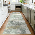 BEIMO Runner Rug for Hallway Kitchen, 2'6"x8' Machine Washable Runners Rug for Entryway, Soft Modern Abstract Throw Rugs, Low Pile Floor Cover with Non Slip Backing, Light Green