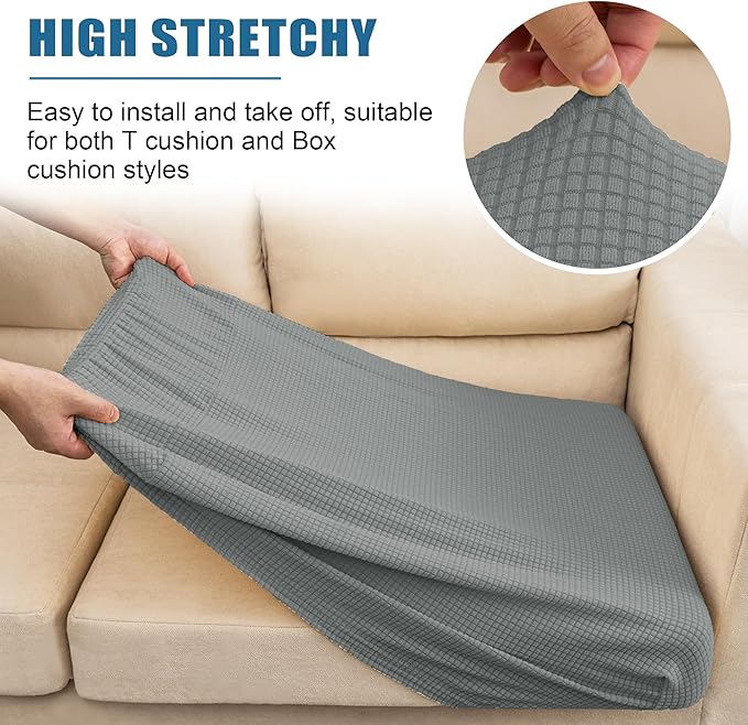 Water Repellent Sofa Seat Cushion Covers High Stretch Furniture Protector (Sofa Cushion, Dove Grey)