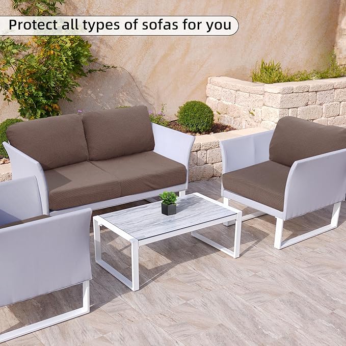 Outdoor Cushion Covers Set,8PCS Patio Furniture Couch Seat Slipcovers, Replacement for Sofa Sectional Chair(Cover，Only)