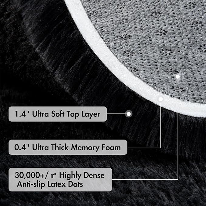 5x8 Ft Extra Large Shag Rugs for Living Room, Ultra Soft Fluffy Furry Area Rugs for Bedroom Indoor Floor, Aesthetic Carpet for Kids Home Decor (Black)