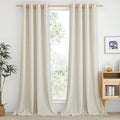 NICETOWN Textured Linen Sheer 108 inch Curtains for Living Room, Grommet Privacy Translucent with Light Filter Thick Flax Sheer Drapes for Bedroom, Natural, W55 x L108, 2 Panels