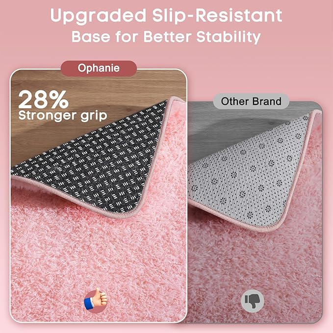 Ophanie Pink Area Rugs for Bedroom Girls, 5x8 Kids Fluffy Fuzzy Furry Shag Carpet, Plush Soft Cute Baby Shaggy Bedside Indoor Floor Rug for Teen Dorm Home Decor Aesthetic, Nursery