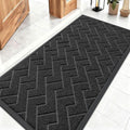OLANLY Front Door Mat Indoor Outdoor Entrance, Waterproof All-Season, All-Weather Doormat, Sturdy Natural Rubber, Low Profile, Easy Clean Patio Porch Entryway Mat, Herringbone Brick (Black, 47x23)